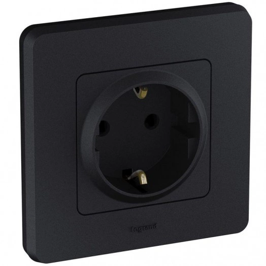 Механизм розетки 1-м СП Inspiria 16А IP20 250В 2P+E немецк. стандарт антрацит Leg 673723