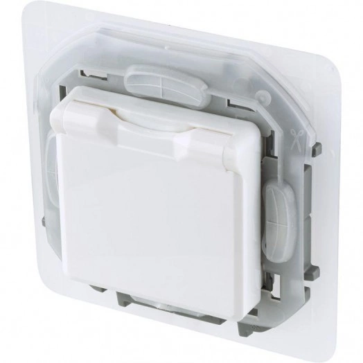 Механизм розетки 1-м СП Inspiria 16А IP44 250В 2P+E защ. шторки с крышкой немецк. стандарт бел. Leg 673740