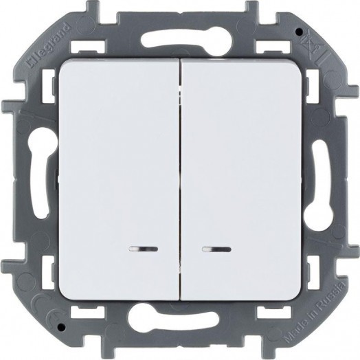 Механизм выключателя 2-кл. Inspiria 10А IP20 250В 10AX с подсветкой / индикацией бел. Leg 673630