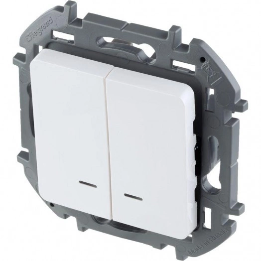 Механизм выключателя 2-кл. Inspiria 10А IP20 250В 10AX с подсветкой / индикацией бел. Leg 673630