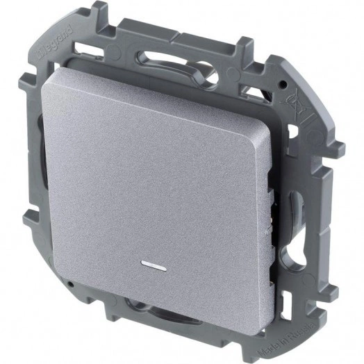 Механизм выключателя 1-кл. Inspiria 10А IP20 250В 10AX с подсветкой / индикацией алюм. Leg 673612