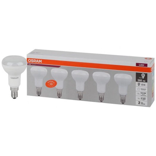 Лампа светодиодная LED Value LVR60 7SW/840 грибовидная матовая E14 230В 2х5 (уп.5шт) OSRAM 4058075583962