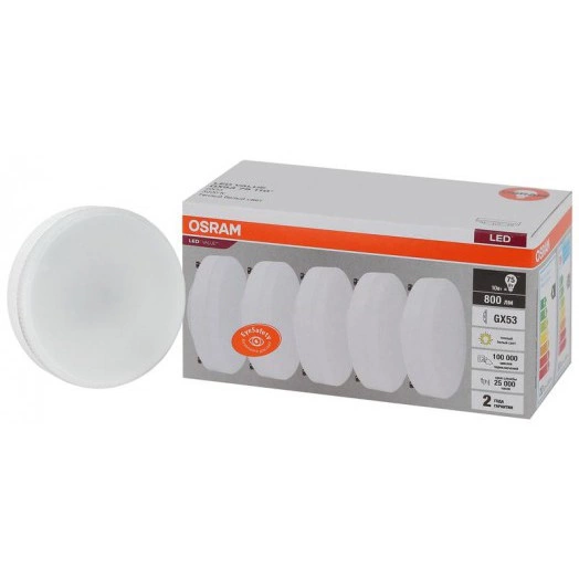Лампа светодиодная LED Value LVGX5375 10SW/830 230В GX53 2х5 RU (уп.5шт) OSRAM 4058075584143