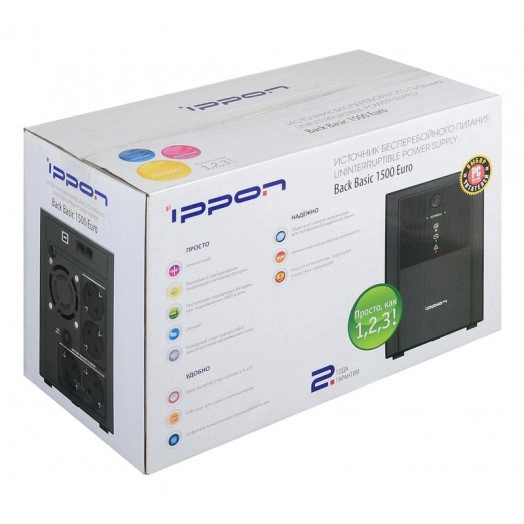 Источник бесперебойного питания Back Basic 1500 Euro 900Вт 1500В.А черн. IPPON 1108022