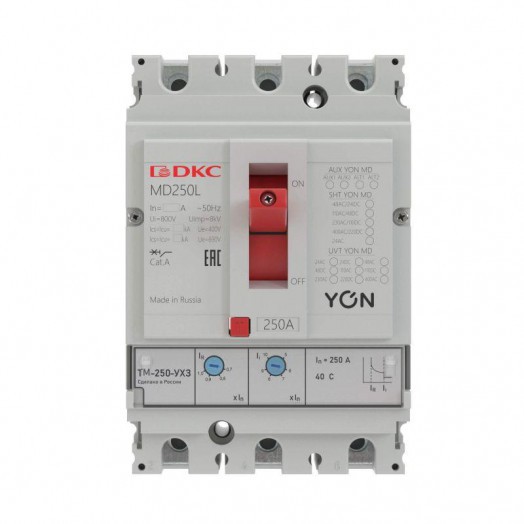 Выключатель автоматический 3п 80А 40кА Ir 0.7…1xIn YON MD250N-TM080 DKC MD250N-TM080