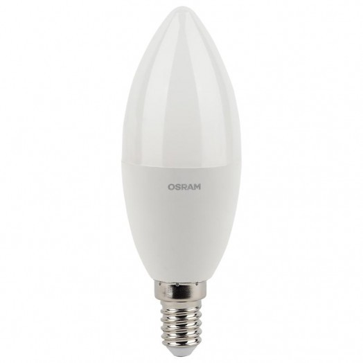 Лампа светодиодная LED Antibacterial B 7.5Вт свеча матовая 2700К тепл. бел. E14 806лм 220-240В угол пучка 220град. бактерицидн. покрыт. (замена 75Вт) OSRAM 4058075561250