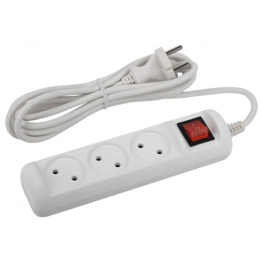 Удлинитель 3х1.5м без заземл. с выкл. 10А ПВС 2х1 U-3s-1.5m-2x1 ЭРА Б0044049