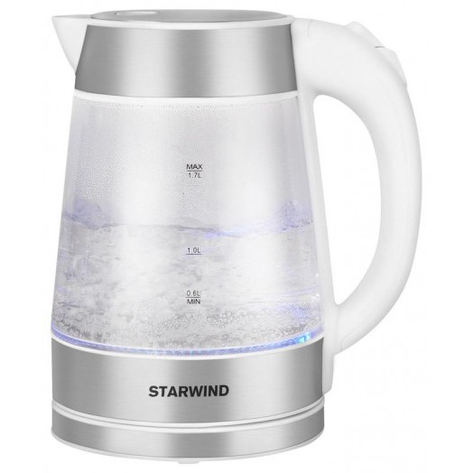 Чайник SKG2011 1.7л. 2200Вт (стекло)бел./серебр. STARWIND 1396680
