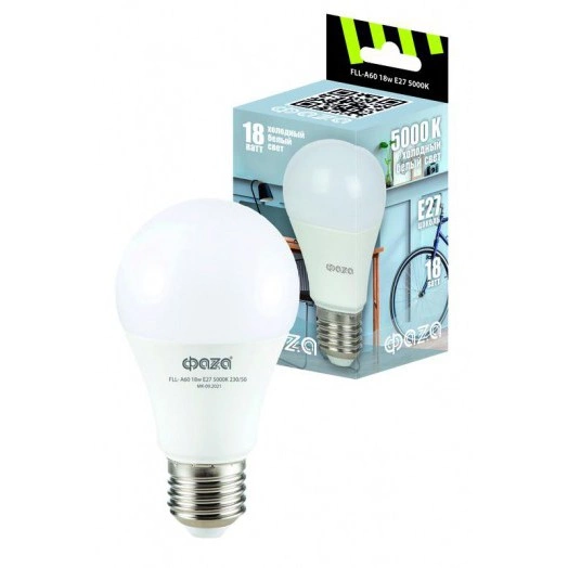 Лампа светодиодная FLL-A60 18Вт E27 5000К 230В 50Гц ФАZА 5038417