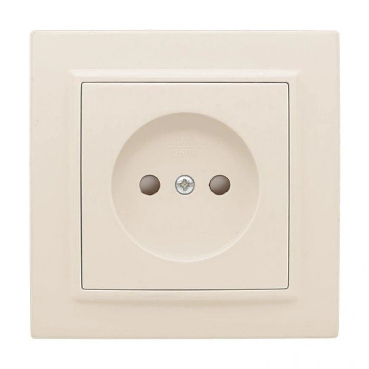 Розетка 1-м СП Минск 10А IP20 без заземл. защ. шторки беж. EKF ERR10-022-200