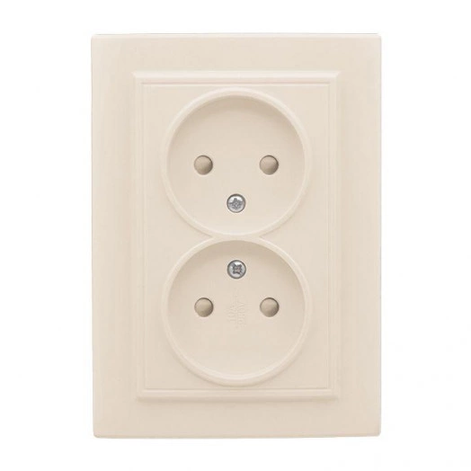Розетка 2-м СП Минск 10А IP20 без заземл. защ. шторки беж. EKF ERR10-102-200
