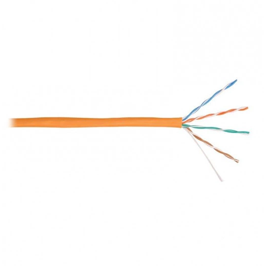 Кабель U/UTP 4 пары кат.5e (класс D) тест по ISO/IEC 100МГц одножильный BC (чистая медь) 24AWG (0.49мм) внутр. LSZH нг(А)-HFLTx оран. (уп.305м) NIKOLAN NKL 2100C-OR