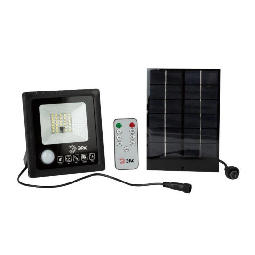 Прожектор светодиодный ПДУ ERAPRO-20 уличный с датчиком движения солнечная батарея 20Вт 350лм 5000К ЭРА Б0049545