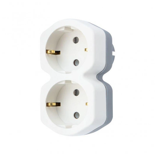 Двойник электрический 16А с заземл. и защ. шторки бел. Rexant 11-1087