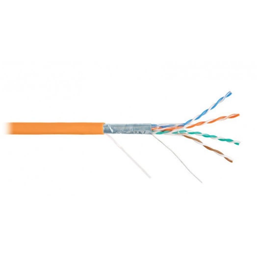 Кабель витая пара F/UTP кат.5e 4х2х24AWG solid LSZH оранж. (уп.305м) NIKOLAN NKL 2200C-OR