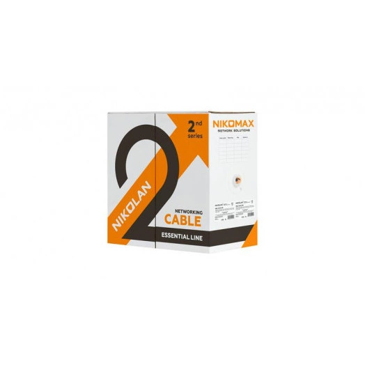Кабель витая пара F/UTP кат.5e 4х2х24AWG solid LSZH оранж. (уп.305м) NIKOLAN NKL 2200C-OR