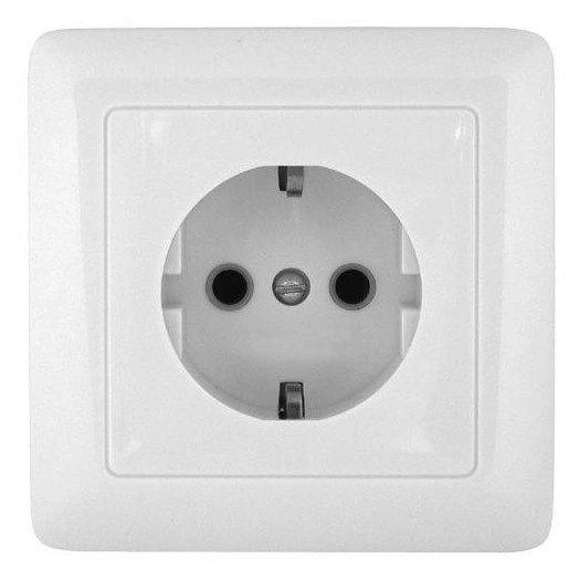 Розетка 1-м ОП Прима 16А IP20 250В с заземл. защ. шторки бел. (розн. упак.) SchE RA16-003-1-BI