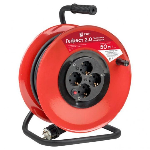 Удлинитель на катушке 4х50м с заземл. 16А IP20 Гефест 2.0 КГ 3х2.5 3.5кВт предохр. PROxima EKF UKG02-16-R325-4-50 Удлинитель на катушке 4х50м с заземл. 16А IP20 Гефест 2.0 КГ 3х2.5 3.5кВт предохр. PROxima EKF UKG02-16-R325-4-50