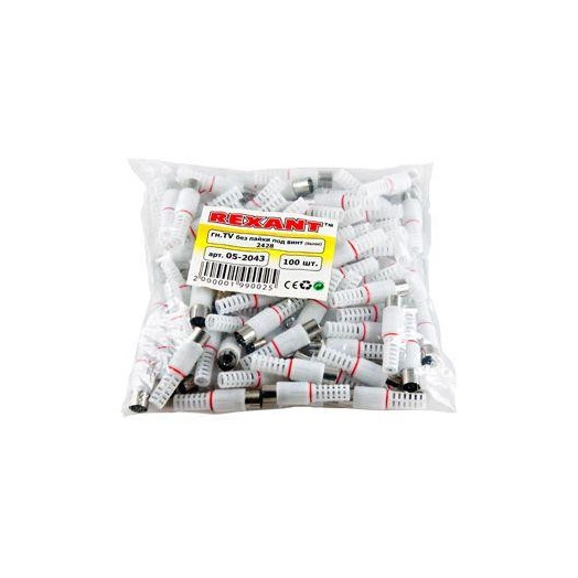 Разъем гнездо TV без пайки бел. (уп.100шт) Rexant 05-2043