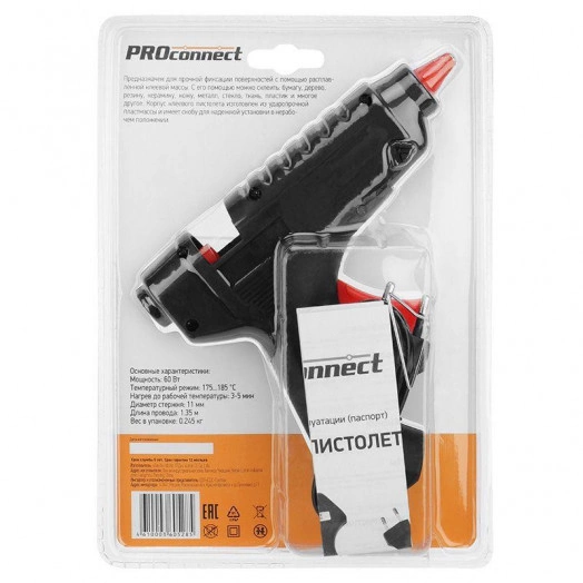 Пистолет клеевой 60Вт большой (блист.) PROCONNECT 12-0104 Пистолет клеевой 60Вт большой (блист.) PROCONNECT 12-0104