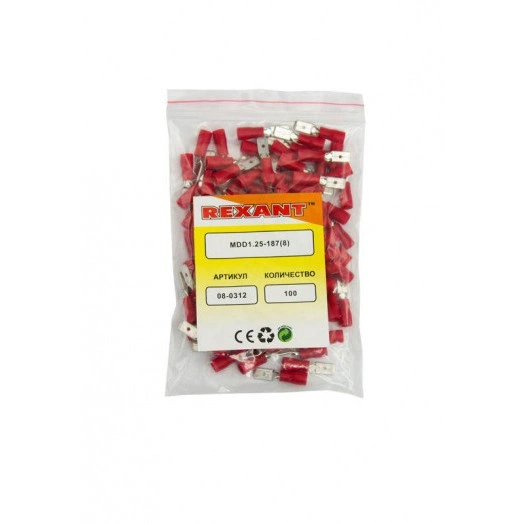 Клемма плоская изол. (штекер) (VM 1.25-187(8)) REXANT 08-0312
