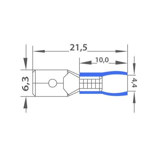 Клемма плоская изол. (штекер) (VM 2-250) REXANT 08-0333