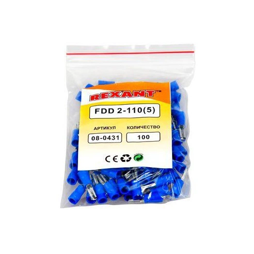 Клемма плоская изол. (гнездо) (VF 2-110(8)) REXANT 08-0431 Клемма плоская изол. (гнездо) (VF 2-110(8)) REXANT 08-0431