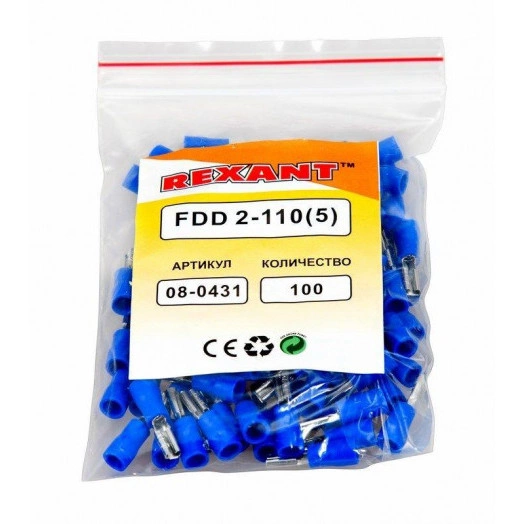 Клемма плоская изол. (гнездо) (VF 2-110(8)) REXANT 08-0431 Клемма плоская изол. (гнездо) (VF 2-110(8)) REXANT 08-0431