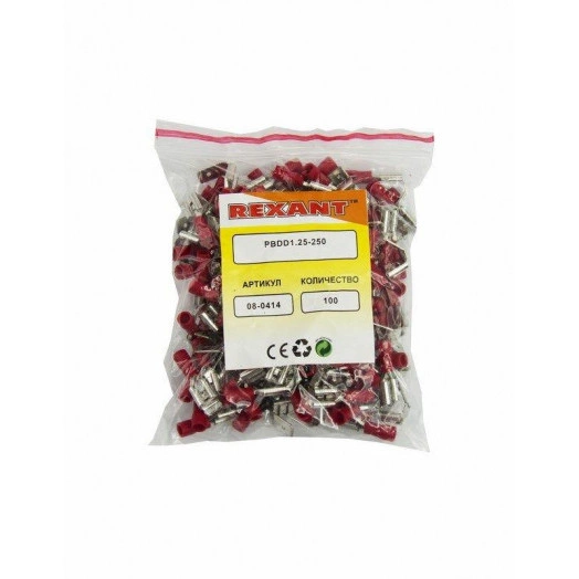 Клемма плоская изолированная (гнездо+штекер-7.4мм+6.3мм) 0.5-1.5кв.мм (PDDD1.25-250) Rexant 08-0414