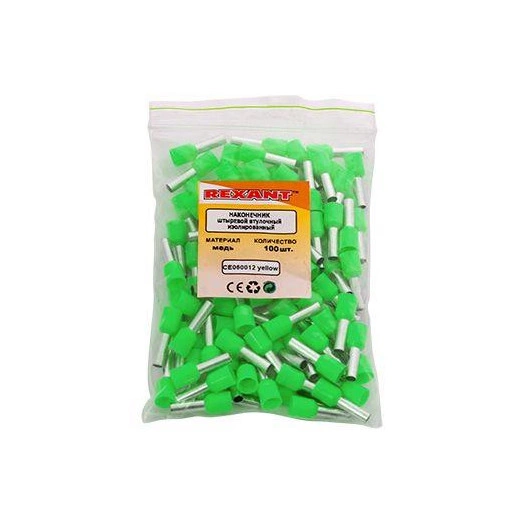 Наконечник штыревой втулочный изолир. (НШВИ F-12мм) 6кв.мм зел. REXANT 08-0823