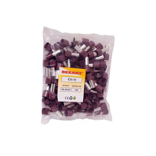 Наконечник штыревой втулочный изолир. (НШВИ F-16мм) 35кв.мм (СЕ350016red) красн. REXANT 08-0834