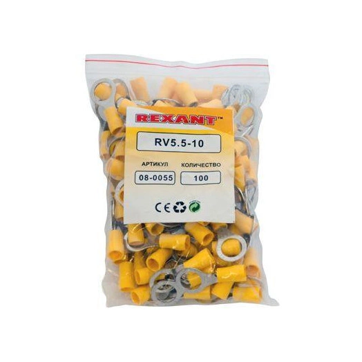 Наконечник кольцевой изолированный (НКИ d10.5мм) 4-6кв.мм (VR5.5-10) REXANT 08-0055
