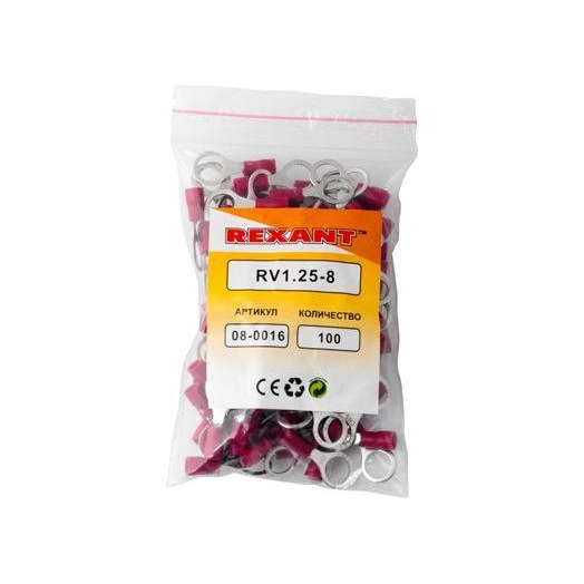 Наконечник кольцевой изолированный (НКИ d8.4мм) 0.5-1.5кв.мм (VR1.25-8) REXANT 08-0016