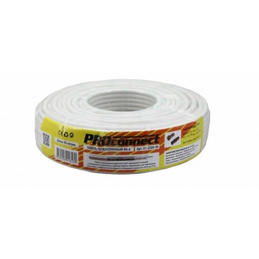 Кабель RG-6U (48%) 75Ом Б (уп.50м) PROCONNECT 01-2205-50 Кабель RG-6U (48%) 75Ом Б (уп.50м) PROCONNECT 01-2205-50