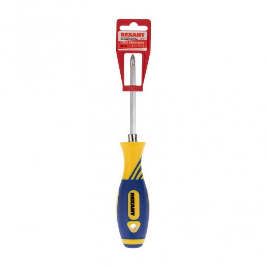 Отвертка комбинированная двухсторонний стержень 120мм(крестовая PH2 шлицевая SL 6мм) двухкомпонентная рукоятка Rexant 12-4741