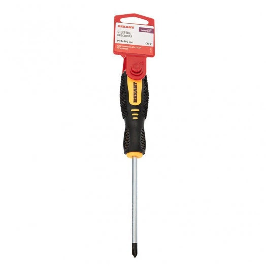 Отвертка крестовая PH 1х100мм двухкомпонентная рукоятка Rexant 12-4727