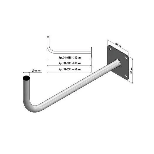 Кронштейн эфирный Г-образный 60см Rexant 34-0481