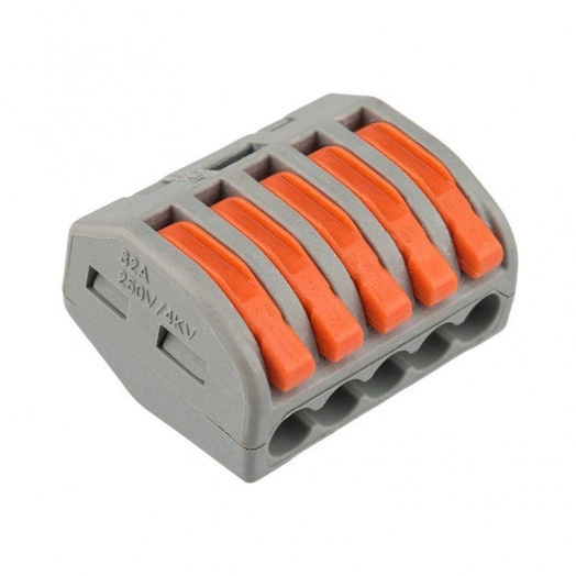 Клемма универсальная многоразовая 5-проводная 0.08-2.5(4)кв.мм (уп.40шт) Rexant 07-5255-4