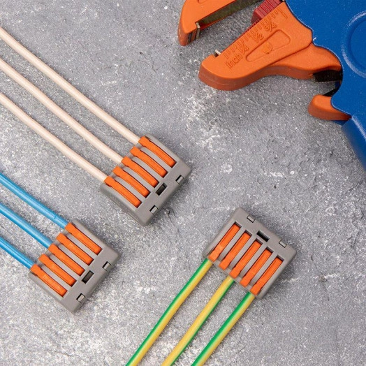 Клемма универсальная многоразовая 5-проводная 0.08-2.5(4)кв.мм (уп.40шт) Rexant 07-5255-4