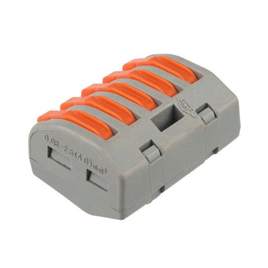 Клемма универсальная многоразовая 5-проводная 0.08-2.5(4)кв.мм (уп.40шт) Rexant 07-5255-4