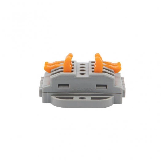 Клемма строительно-монтажная СМК проходная 4п 0.08-4кв.мм с монтажной площадкой сер. (блист.5шт) Rexant 07-6264-5