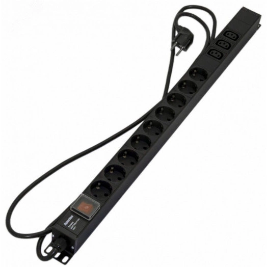 Блок розеток SHE-9SH-3IEC-S-2.5EU 9 розеток Schuko+3хIEC320 C1316А250В с выкл