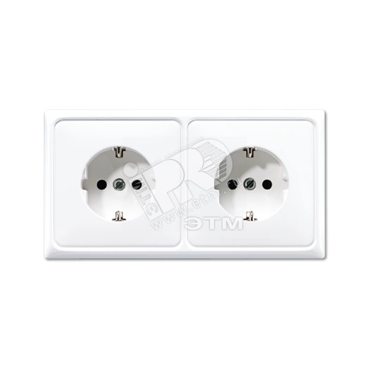 Розетка штепсельная SCHUKO 16A 250V сдвоенная полная плата термопласт белая