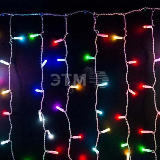 Гирлянда профессиональная Светодиодный Дождь 2х3м, прозрачный провод, 230 В, диоды RGB, 600 LED свечение с динамикой при приобитении контроллера 245-907