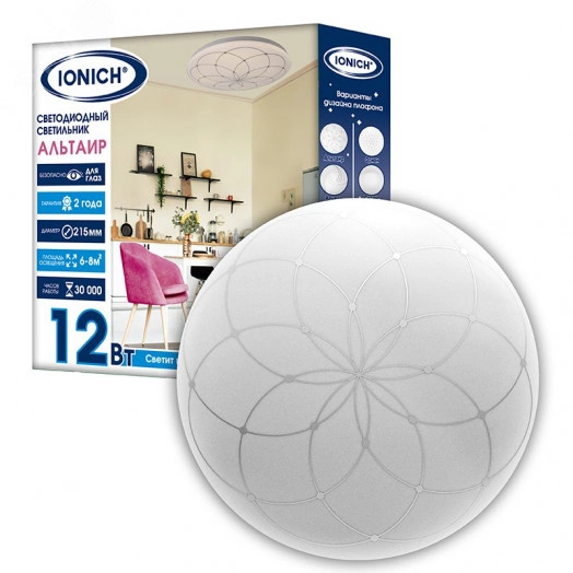 Светильник светодиодный декоративный ДБО 12Вт 850Лм 230В 4000К IP20 IONICH