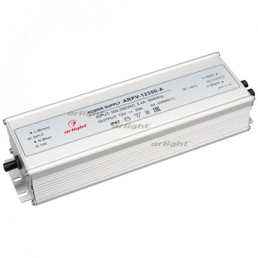 Блок питания ARPV-12350-A (12V, 29.0A, 350W) (ARL, IP67 Металл, 3 года)