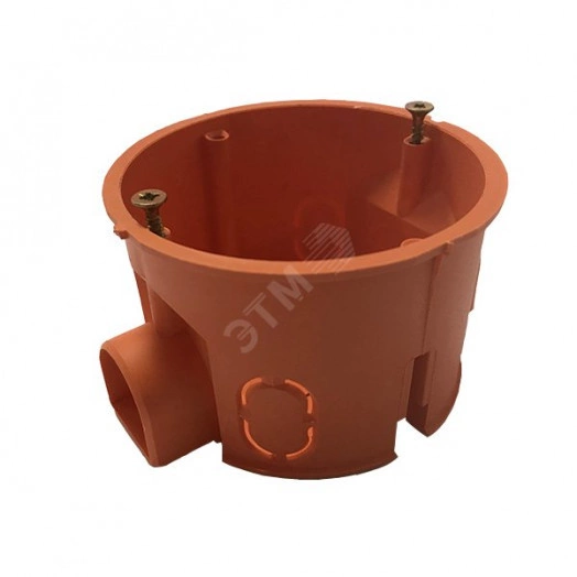 Подрозетник с кабель-каналом для сплошных стен (68х45, IP 30), оранжевый, негорючий, ПВ-0