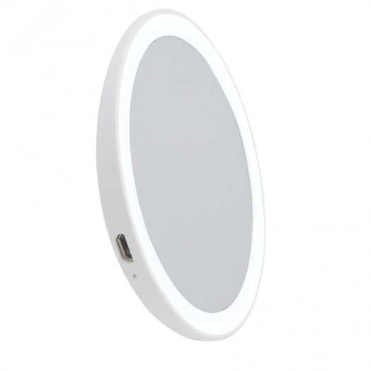 Зеркало карманное ULK-F73 SW/DIM/RECH WHITE с подсветкой с диммером Серия Backstage Аккумулятор Li-Ion 150мАч в/к Теплый свет(3000К)/Белый свет(4000К)/Дневной свет(6500К) Белый ТМ Uniel