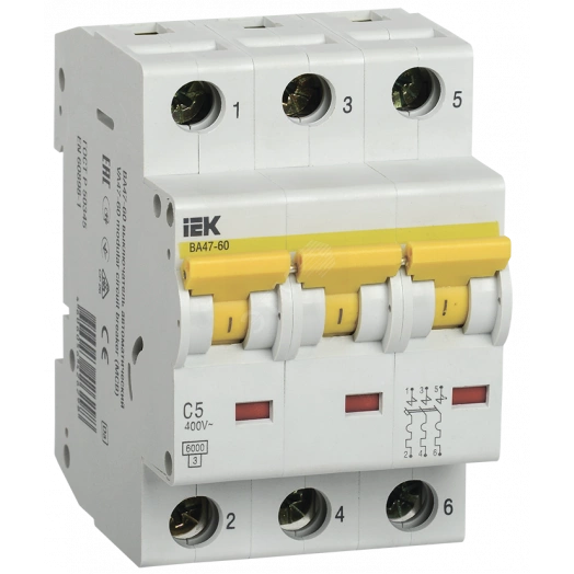 Выключатель автоматический ВА 47-60 3Р 2А 6кА D