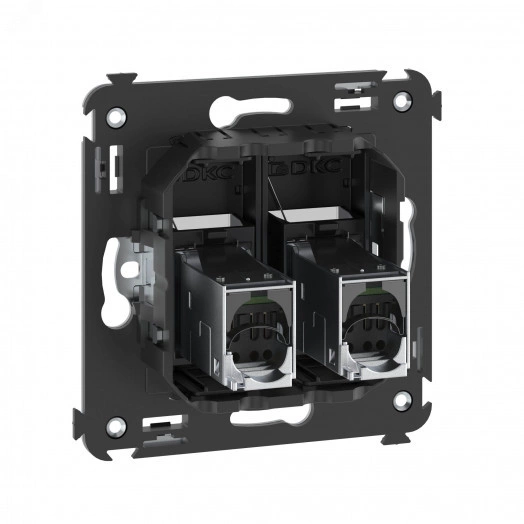 Компьютерная розетка RJ-45 в стену, кат.6 экранированная двойная,''Avanti'', ''Черный матовый''